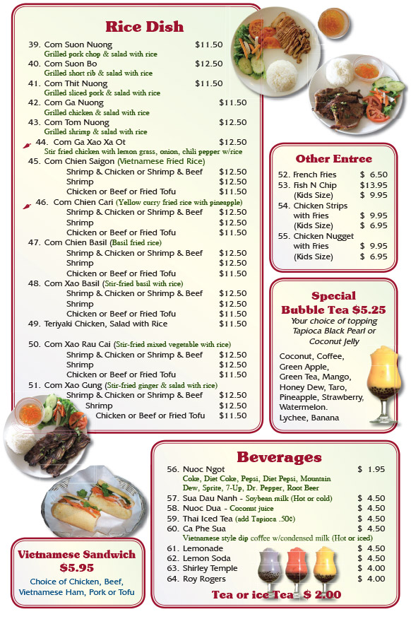 pho restaurant near me menu