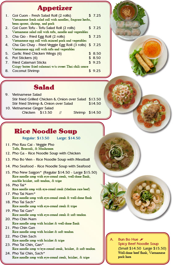 Pho cheap saigon menu